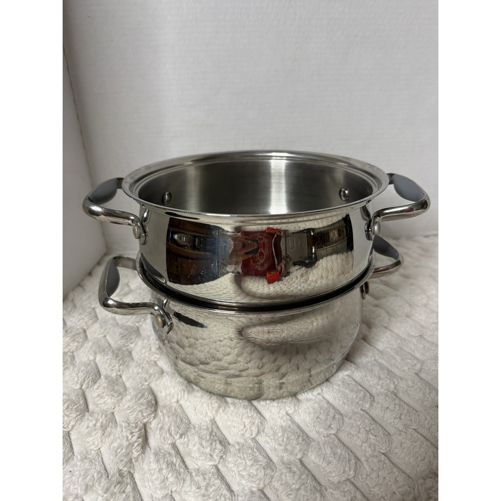 Belgique Stainless Steel Stackable Steamer Strainer Boiler Pot 2 Set 3QT